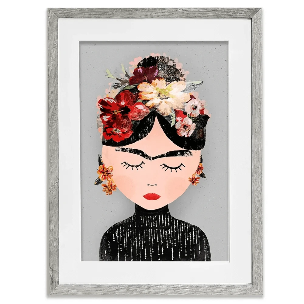 Frida Grey Framed Art Print Frida Grey Framed Art Print wall art product Treechild