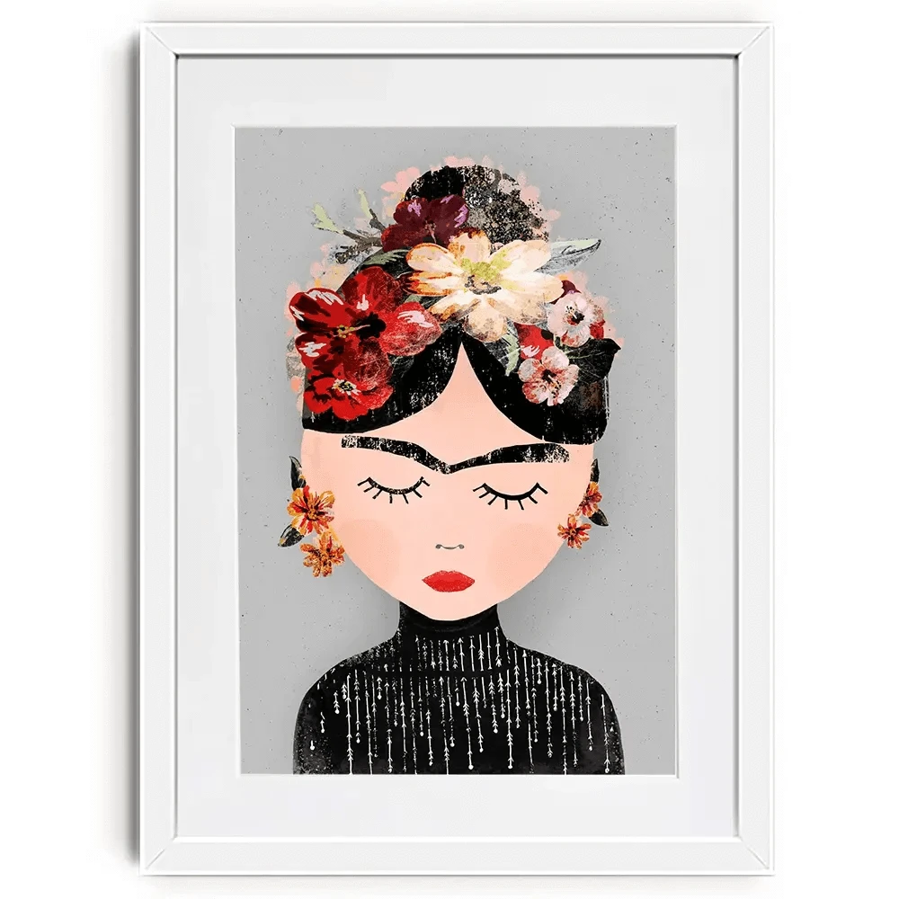Frida Grey Framed Art Print Frida Grey Framed Art Print wall art product Treechild
