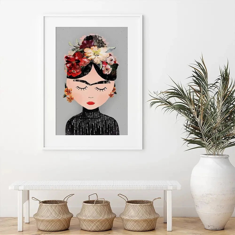 Frida Grey Framed Art Print Frida Grey Framed Art Print wall art product Treechild