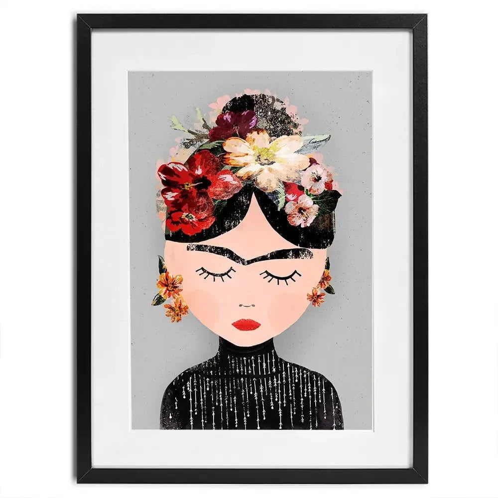 Frida Grey Framed Art Print Frida Grey Framed Art Print wall art product Treechild