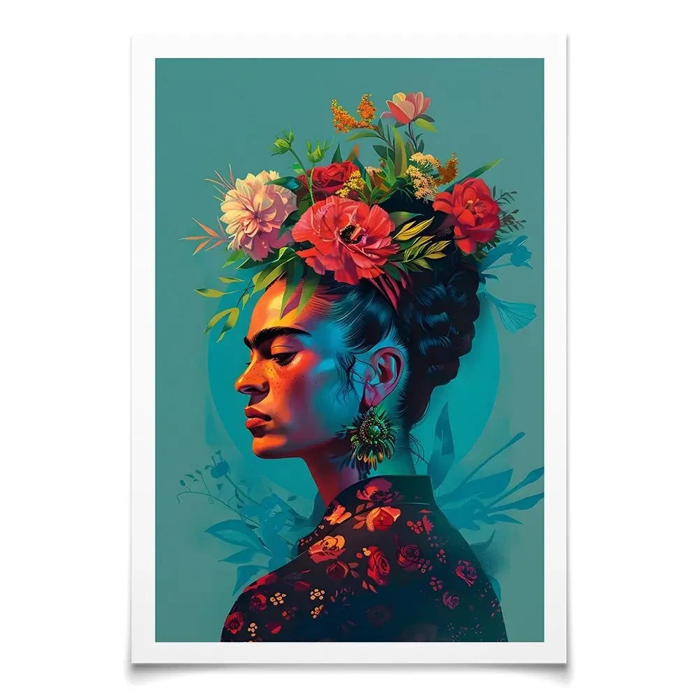 Frida In Flowers Art Print Frida In Flowers Art Print wall art product Art Print Shop