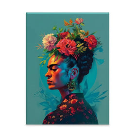 Frida In Flowers Canvas Print Frida In Flowers Canvas Print wall art product Art Print Shop