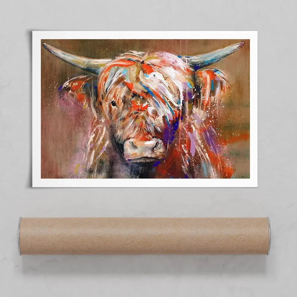 Friendly Highland Cow Art Print Friendly Highland Cow Art Print wall art product Studio Paint-Ing