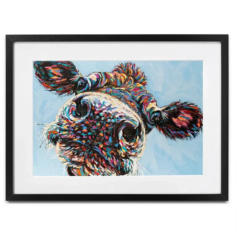 Funny Cow 2 Framed Art Print Funny Cow 2 Framed Art Print wall art product Carolee Vitaletti