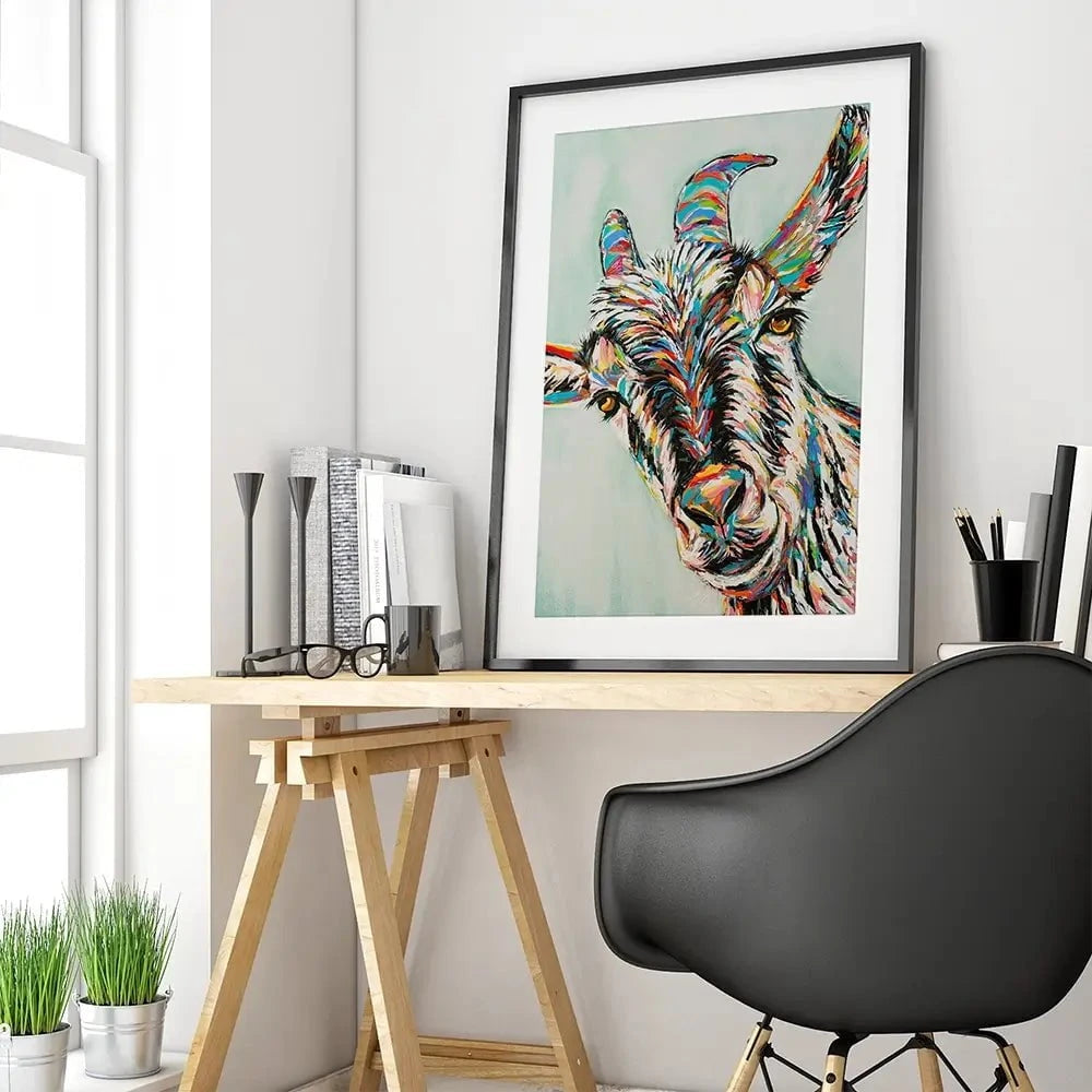 Funny Goat Framed Art Print Funny Goat Framed Art Print wall art product Carolee Vitaletti