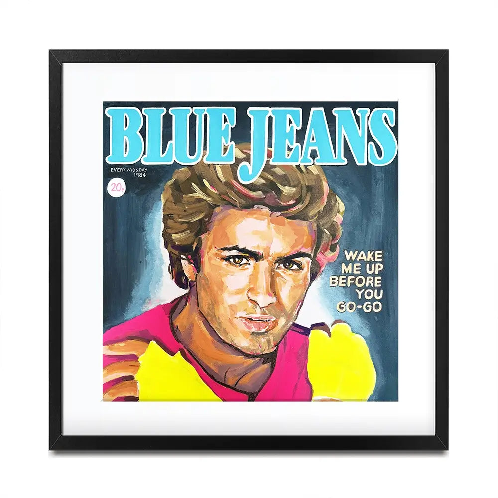 George Michael Blue Jeans Square Framed Art Print George Michael Blue Jeans Square Framed Art Print wall art product Juliet Stockton
