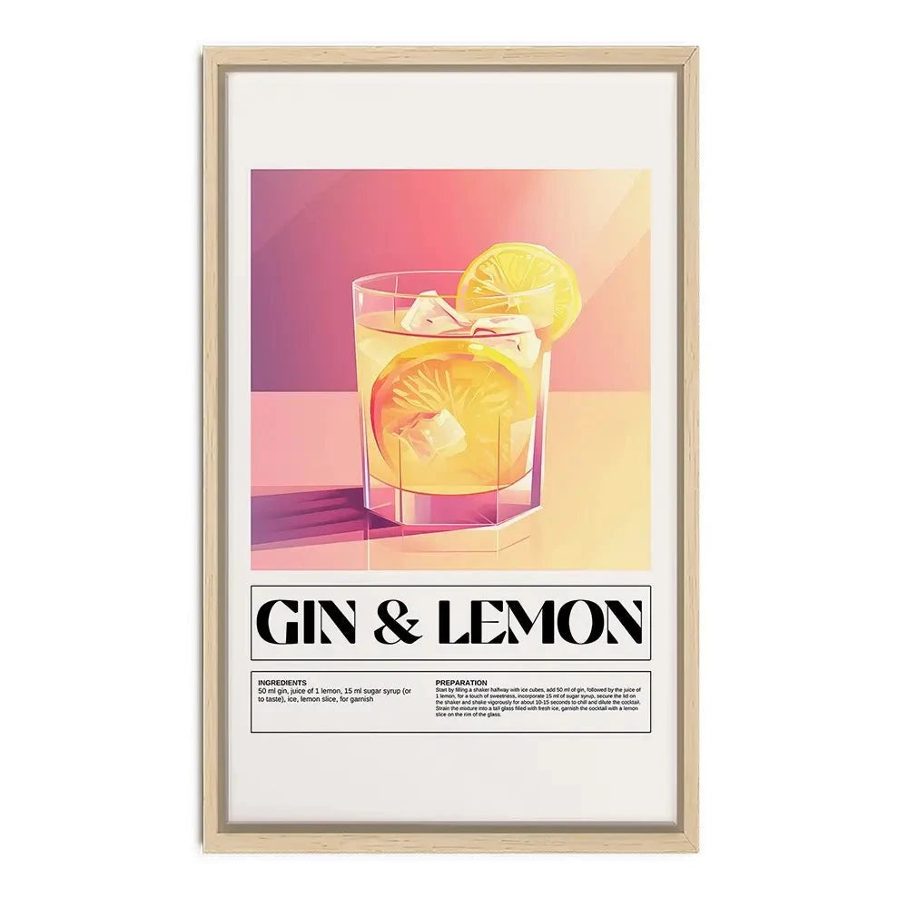 Gin and Lemon Recipe Canvas Print Gin and Lemon Recipe Canvas Print wall art product Art Print Shop
