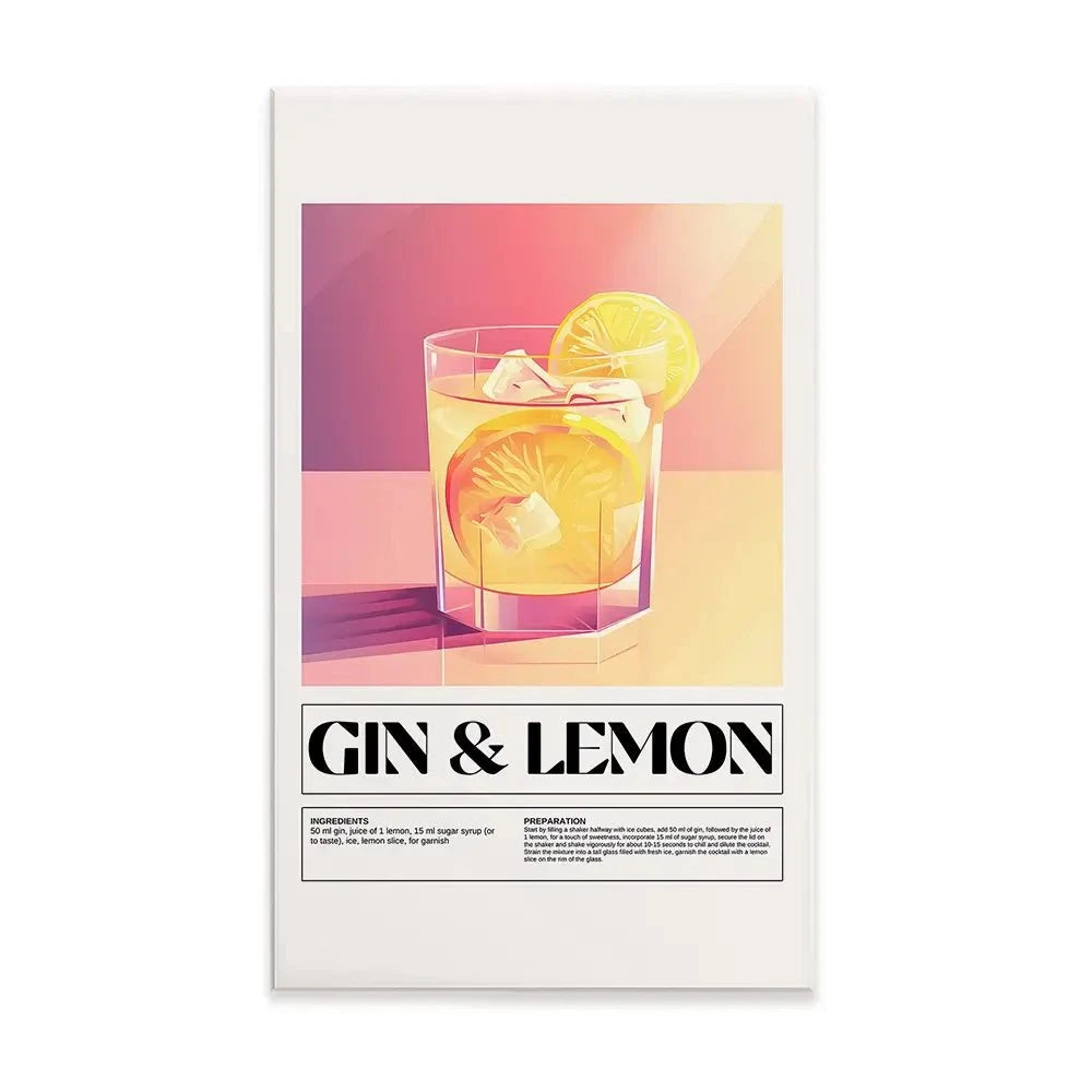 Gin and Lemon Recipe Canvas Print Gin and Lemon Recipe Canvas Print wall art product Art Print Shop