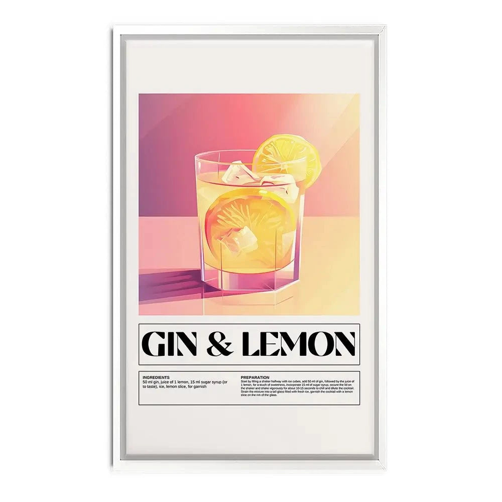 Gin and Lemon Recipe Canvas Print Gin and Lemon Recipe Canvas Print wall art product Art Print Shop