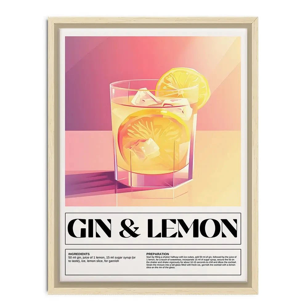 Gin and Lemon Recipe Canvas Print Gin and Lemon Recipe Canvas Print wall art product Art Print Shop