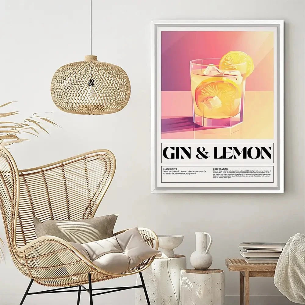 Gin and Lemon Recipe Canvas Print Gin and Lemon Recipe Canvas Print wall art product Art Print Shop