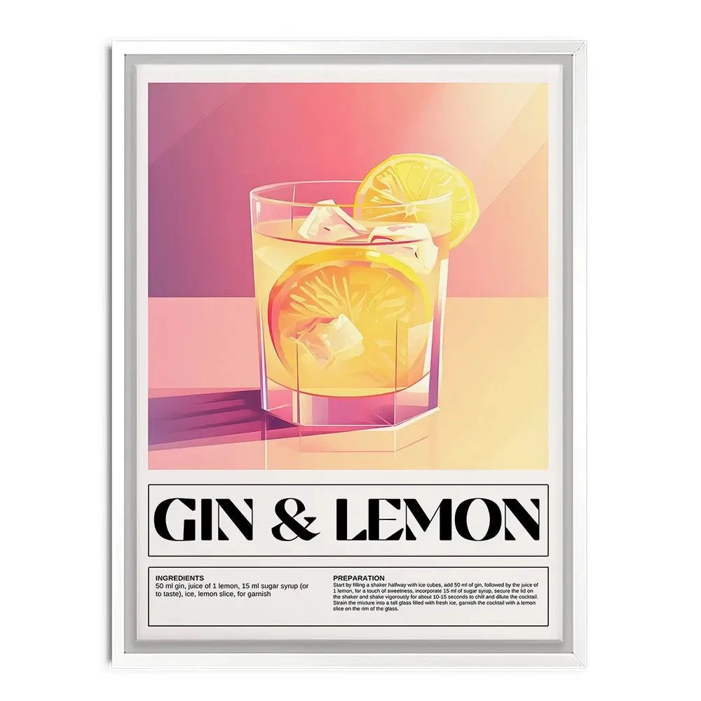 Gin and Lemon Recipe Canvas Print Gin and Lemon Recipe Canvas Print wall art product Art Print Shop