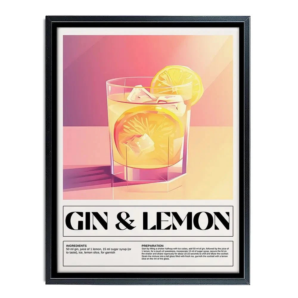 Gin and Lemon Recipe Canvas Print Gin and Lemon Recipe Canvas Print wall art product Art Print Shop
