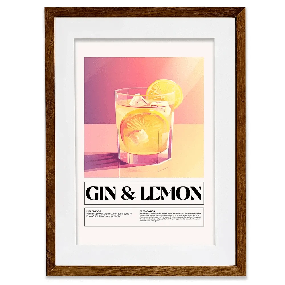Gin and Lemon Recipe Framed Art Print Gin and Lemon Recipe Framed Art Print wall art product Art Print Shop
