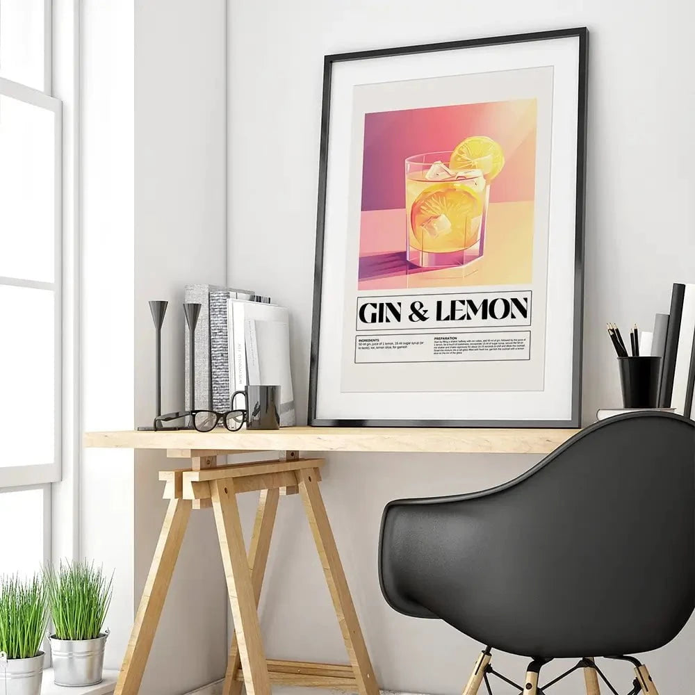 Gin and Lemon Recipe Framed Art Print Gin and Lemon Recipe Framed Art Print wall art product Art Print Shop