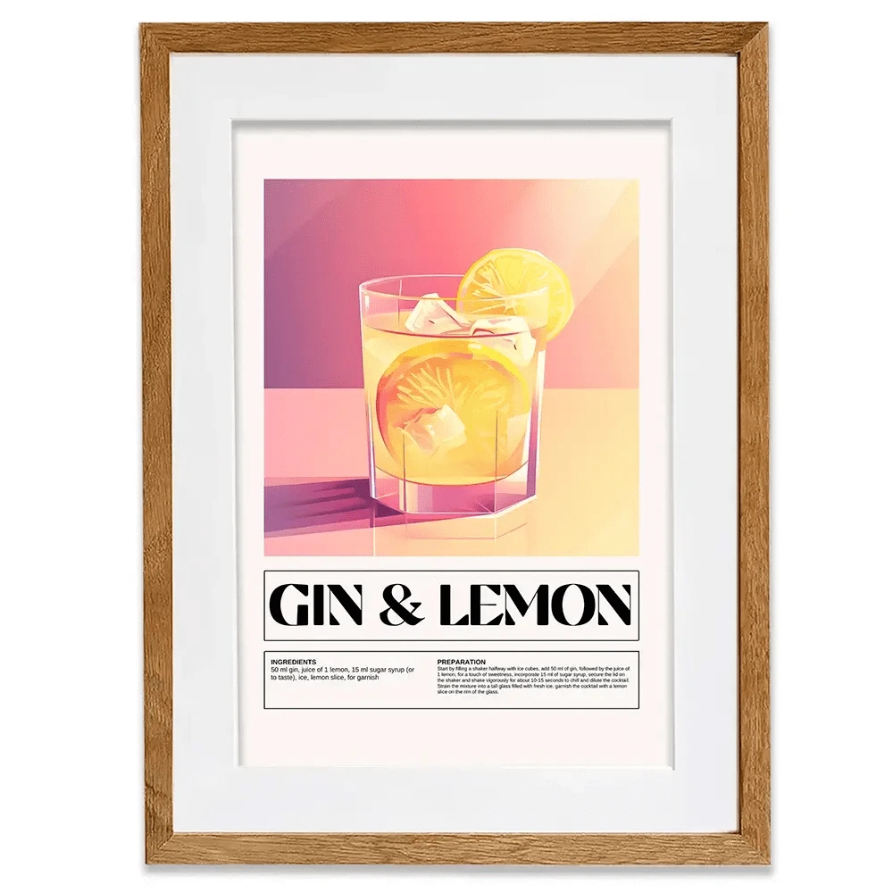 Gin and Lemon Recipe Framed Art Print Gin and Lemon Recipe Framed Art Print wall art product Art Print Shop