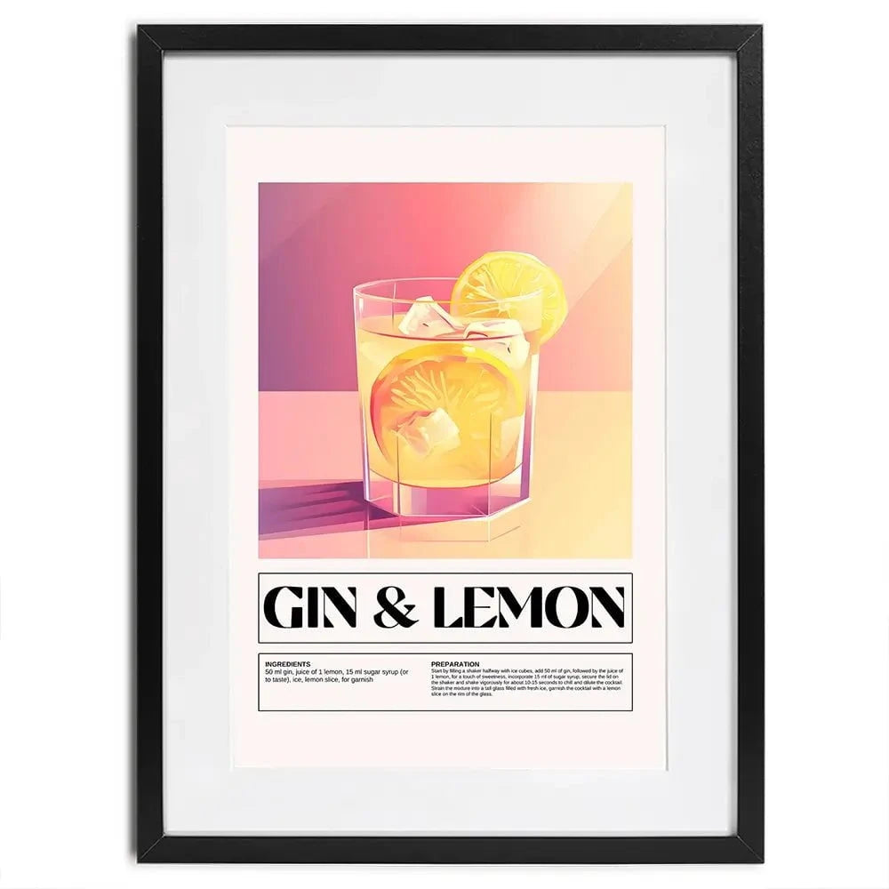 Gin and Lemon Recipe Framed Art Print Gin and Lemon Recipe Framed Art Print wall art product Art Print Shop