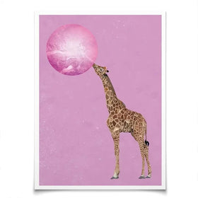 Giraffe Blowing Bubblegum Art Print Giraffe Blowing Bubblegum Art Print wall art product Sarah Manovski