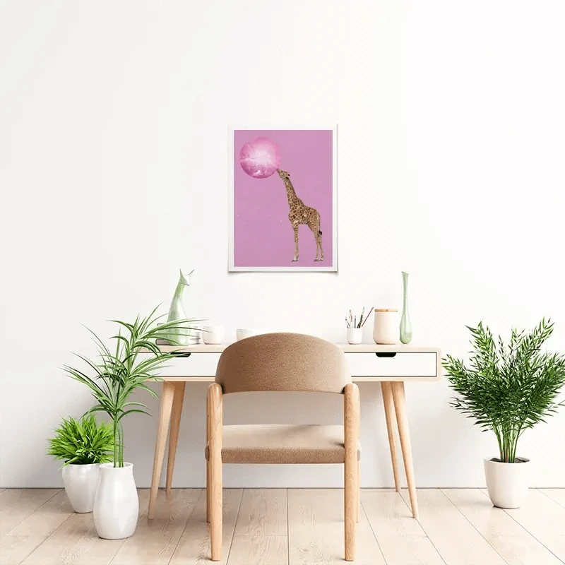 Giraffe Blowing Bubblegum Art Print Giraffe Blowing Bubblegum Art Print wall art product Sarah Manovski