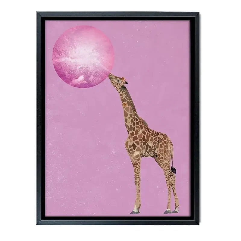 Giraffe Blowing Bubblegum Canvas Print Giraffe Blowing Bubblegum Canvas Print wall art product Sarah Manovski