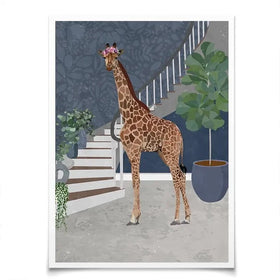 Giraffe By The Stairs Art Print Giraffe By The Stairs Art Print wall art product Sarah Manovski