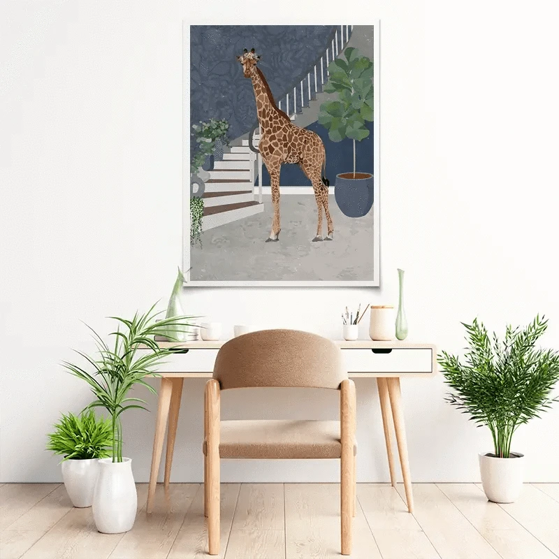 Giraffe By The Stairs Art Print Giraffe By The Stairs Art Print wall art product Sarah Manovski