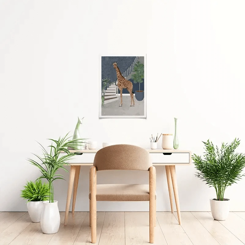 Giraffe By The Stairs Art Print Giraffe By The Stairs Art Print wall art product Sarah Manovski