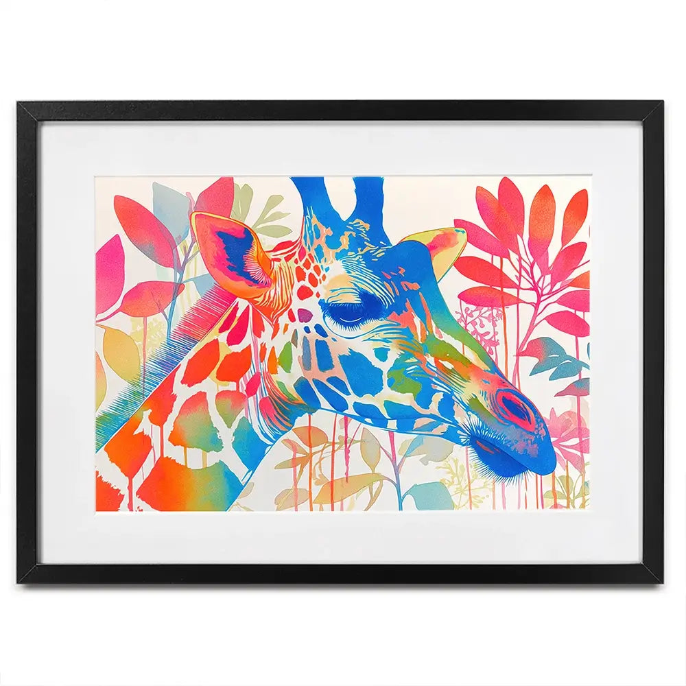 Giraffe In Bloom Framed Art Print Giraffe In Bloom Framed Art Print wall art product Chromatic Storm Studio