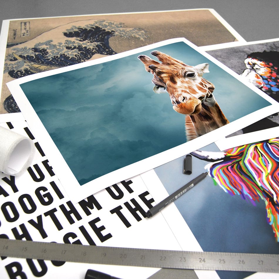 Giraffe In The Clouds Art Print wall art product dezy / Shutterstock