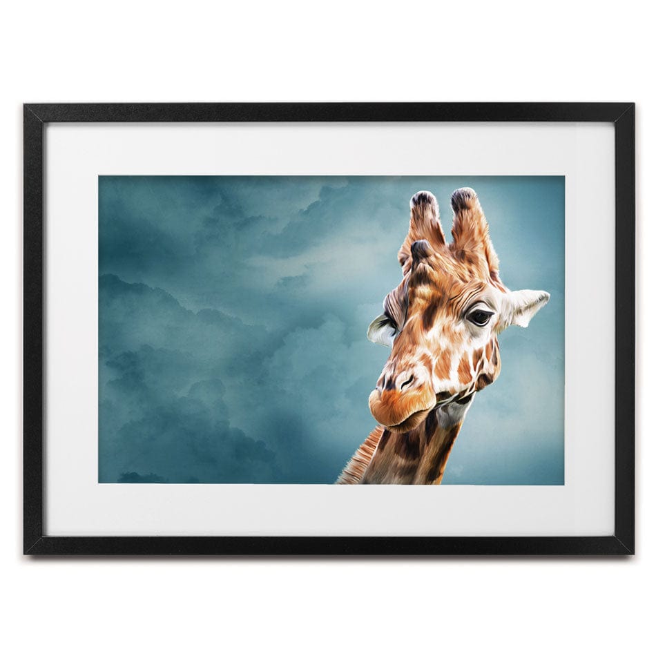 Giraffe In The Clouds Framed Art Print wall art product dezy / Shutterstock