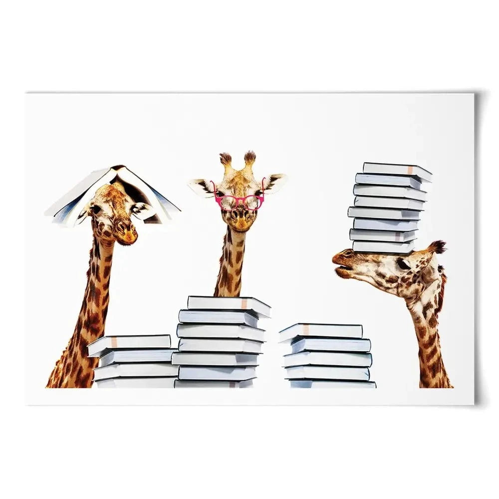 Giraffes With Books Art Print Giraffes With Books Art Print wall art product Sergey Novikov / Shutterstock