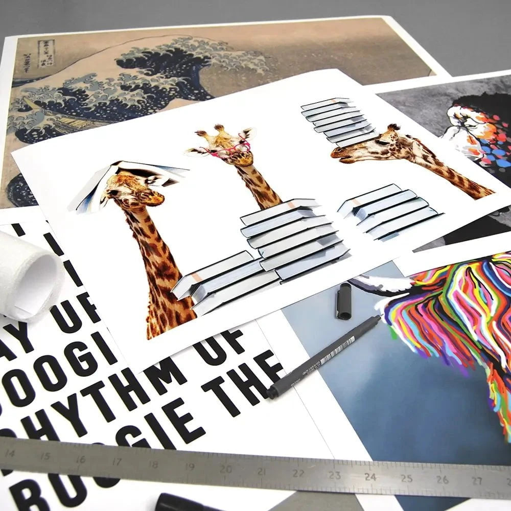Giraffes With Books Art Print Giraffes With Books Art Print wall art product Sergey Novikov / Shutterstock