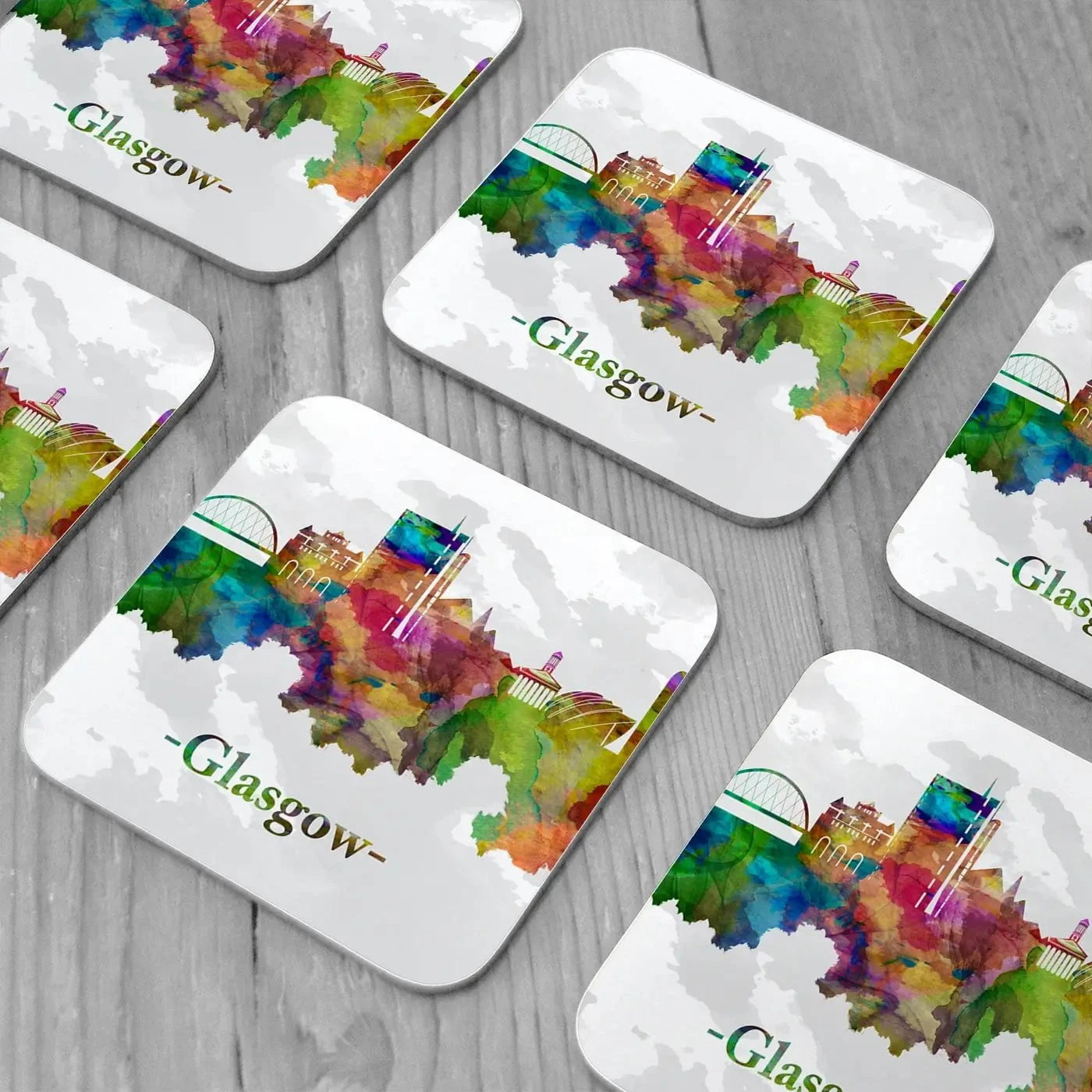 Glasgow In Colour Coaster Set Rainbow Soul Tree Coaster Set | Rainbow Soul Tree Art Coasters wall art product Towseef Dar / Shutterstock
