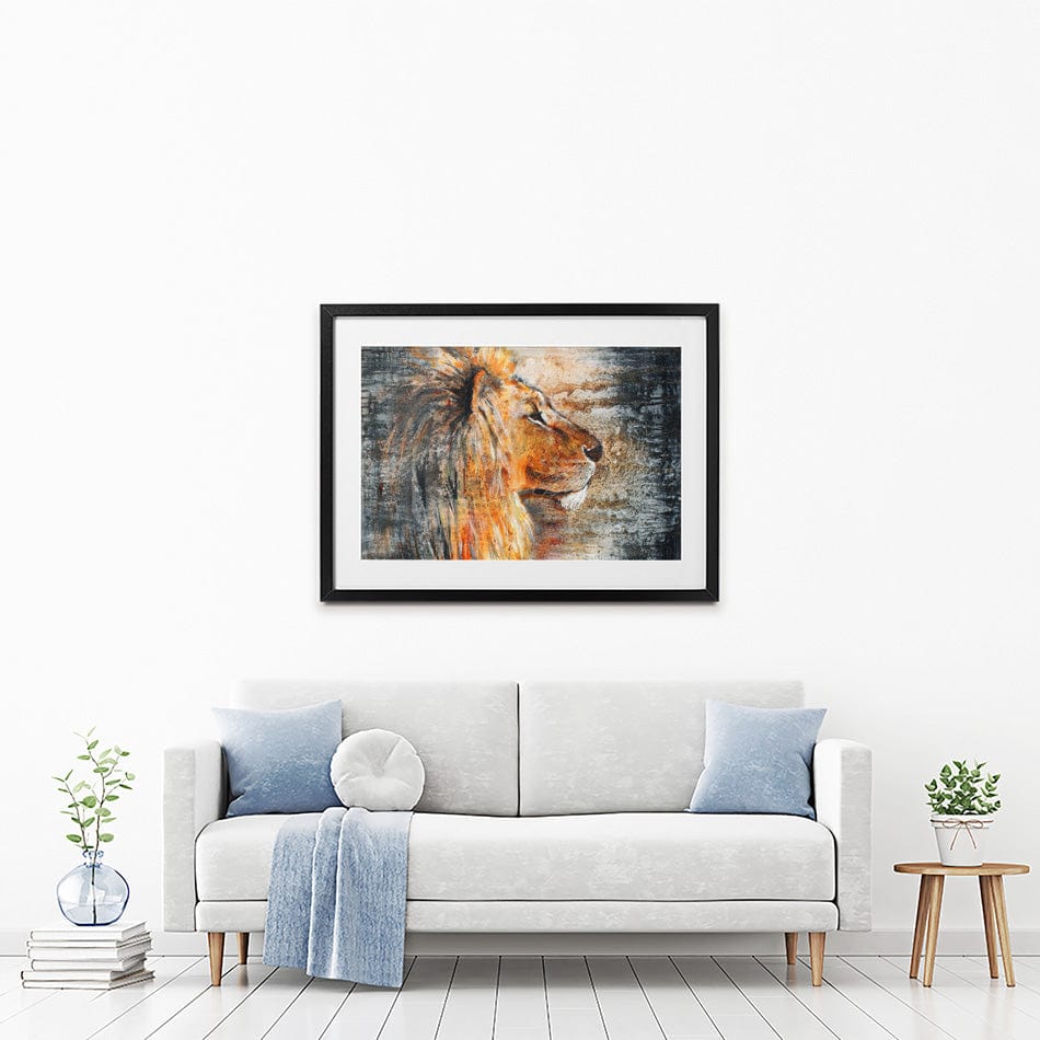 Glowing Lion Framed Art Print wall art product Studio Paint-Ing
