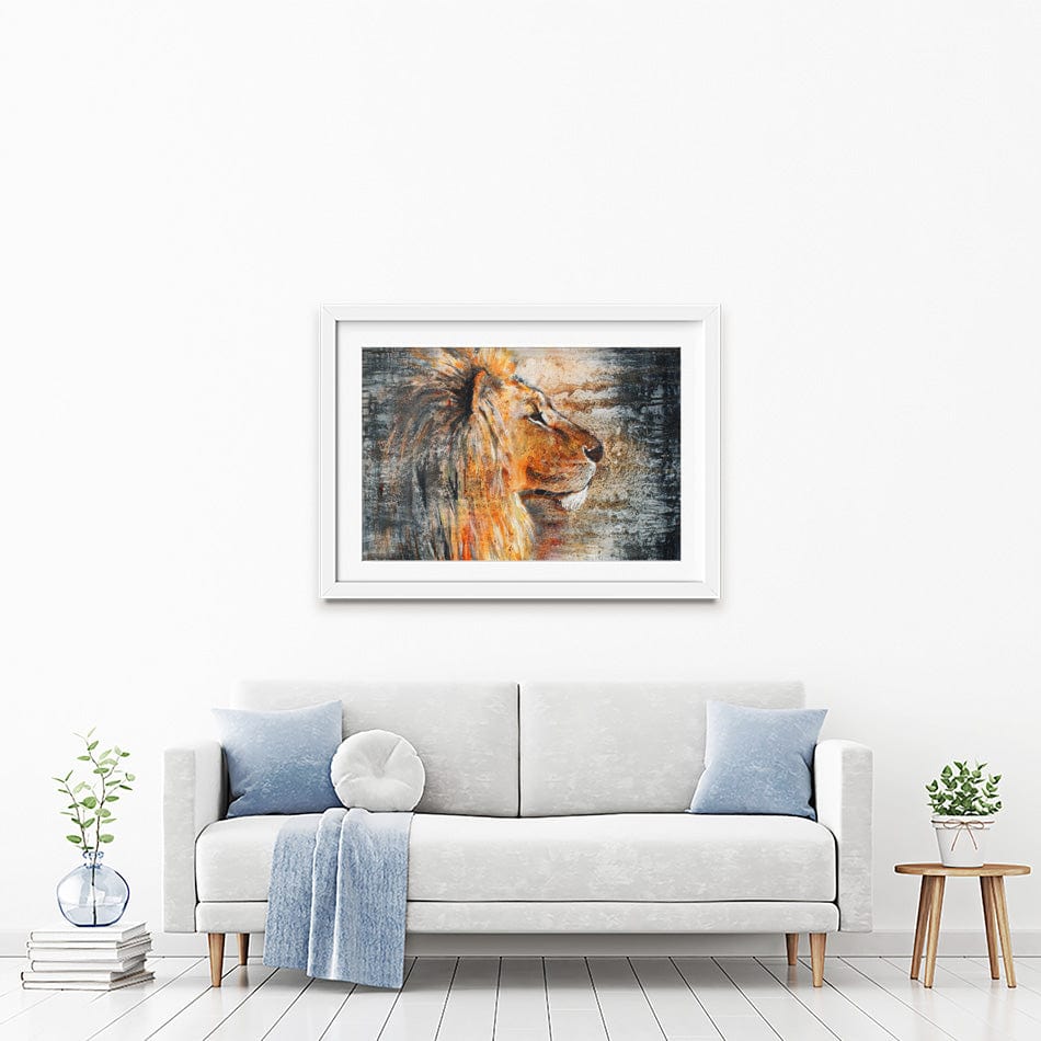 Glowing Lion Framed Art Print wall art product Studio Paint-Ing