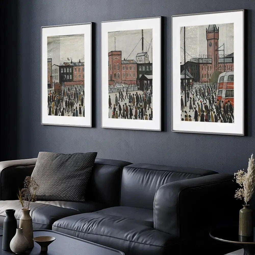 Going To Work Framed Art Print Trio Going To Work Framed Art Print Trio wall art product L.S.Lowry