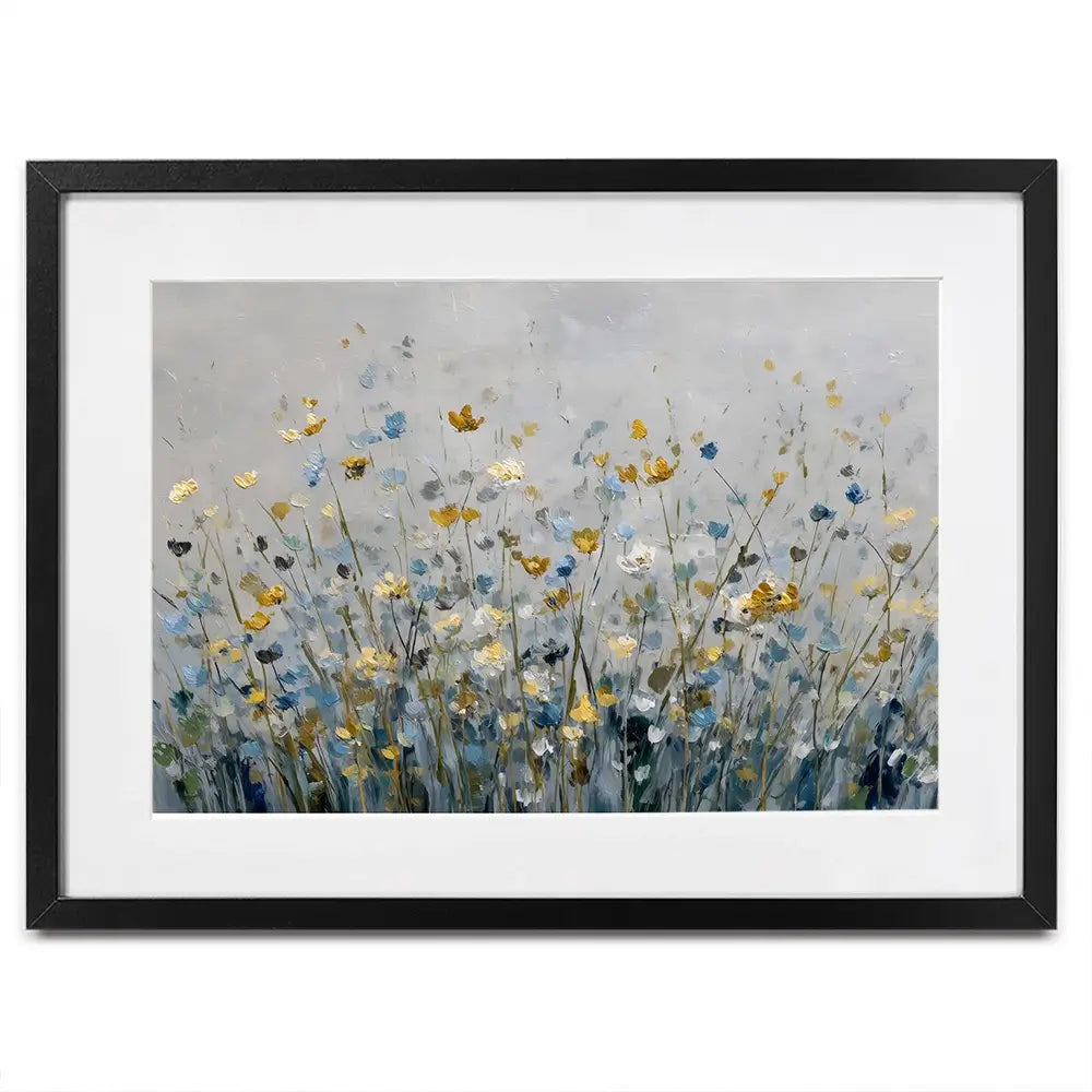 Gold And Blue Wildflowers 1 Framed Art Print Gold And Blue Wildflowers 1 Framed Art Print wall art product Petal Prints Design - Independent