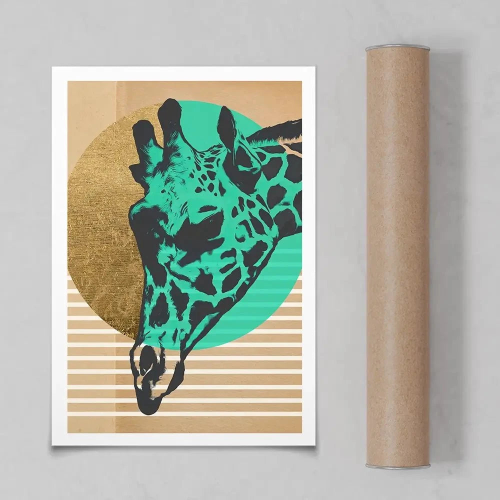 Gold Geometric Giraffe Art Print Gold Geometric Giraffe Art Print wall art product Alonzo Saunders