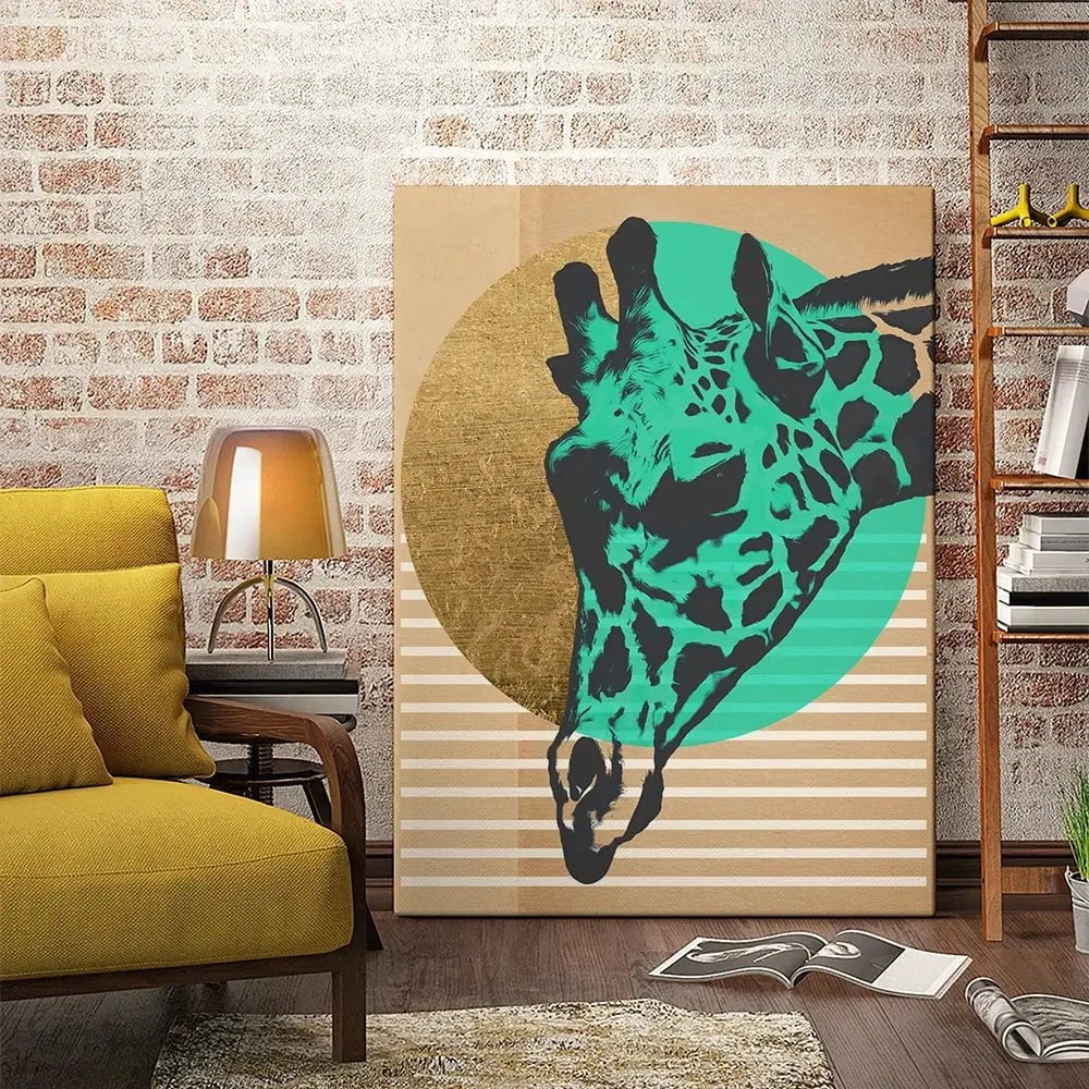 Gold Geometric Giraffe Canvas Print Gold Geometric Giraffe Canvas Print wall art product Alonzo Saunders