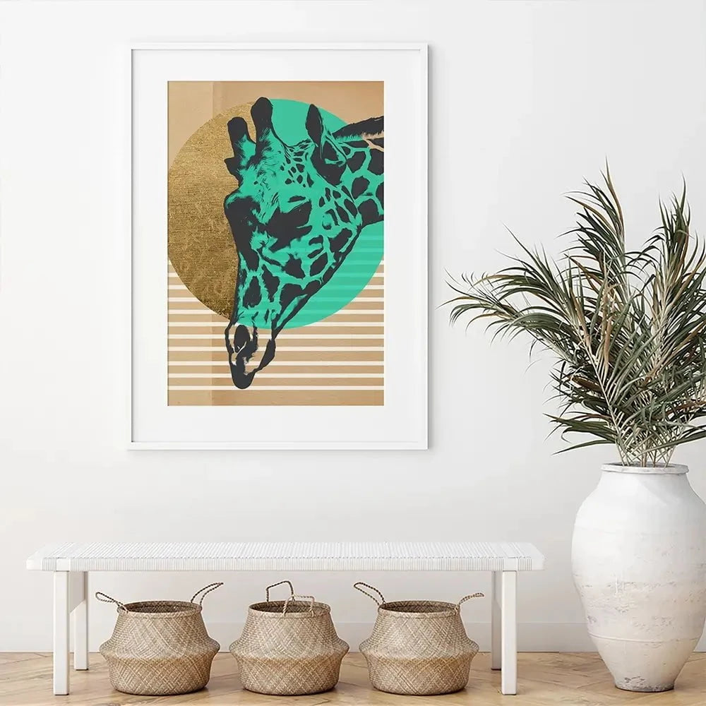 Gold Geometric Giraffe Framed Art Print Gold Geometric Giraffe Framed Art Print wall art product Alonzo Saunders