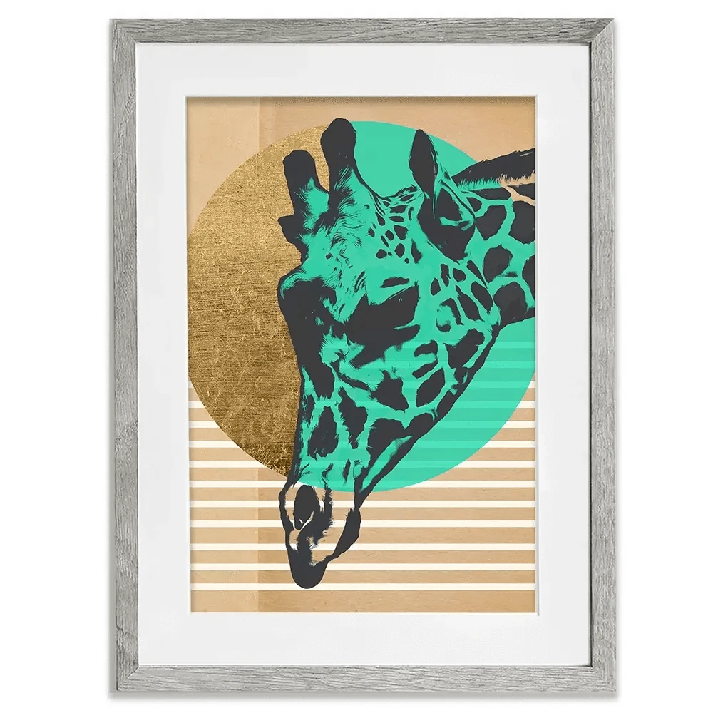 Gold Geometric Giraffe Framed Art Print Gold Geometric Giraffe Framed Art Print wall art product Alonzo Saunders
