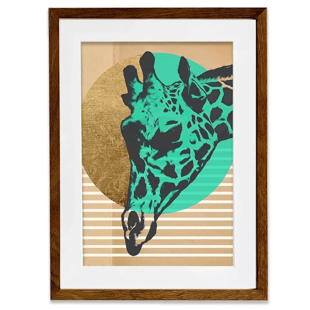 Gold Geometric Giraffe Framed Art Print Gold Geometric Giraffe Framed Art Print wall art product Alonzo Saunders
