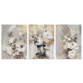 Gold Leaf Bloom Trio Canvas Print Gold Leaf Bloom Trio Canvas Print wall art product Isabella Karolewicz