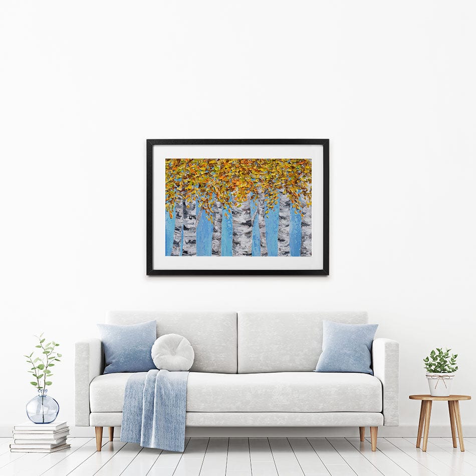 Golden Birches Framed Art Print wall art product Olga Tkachyk