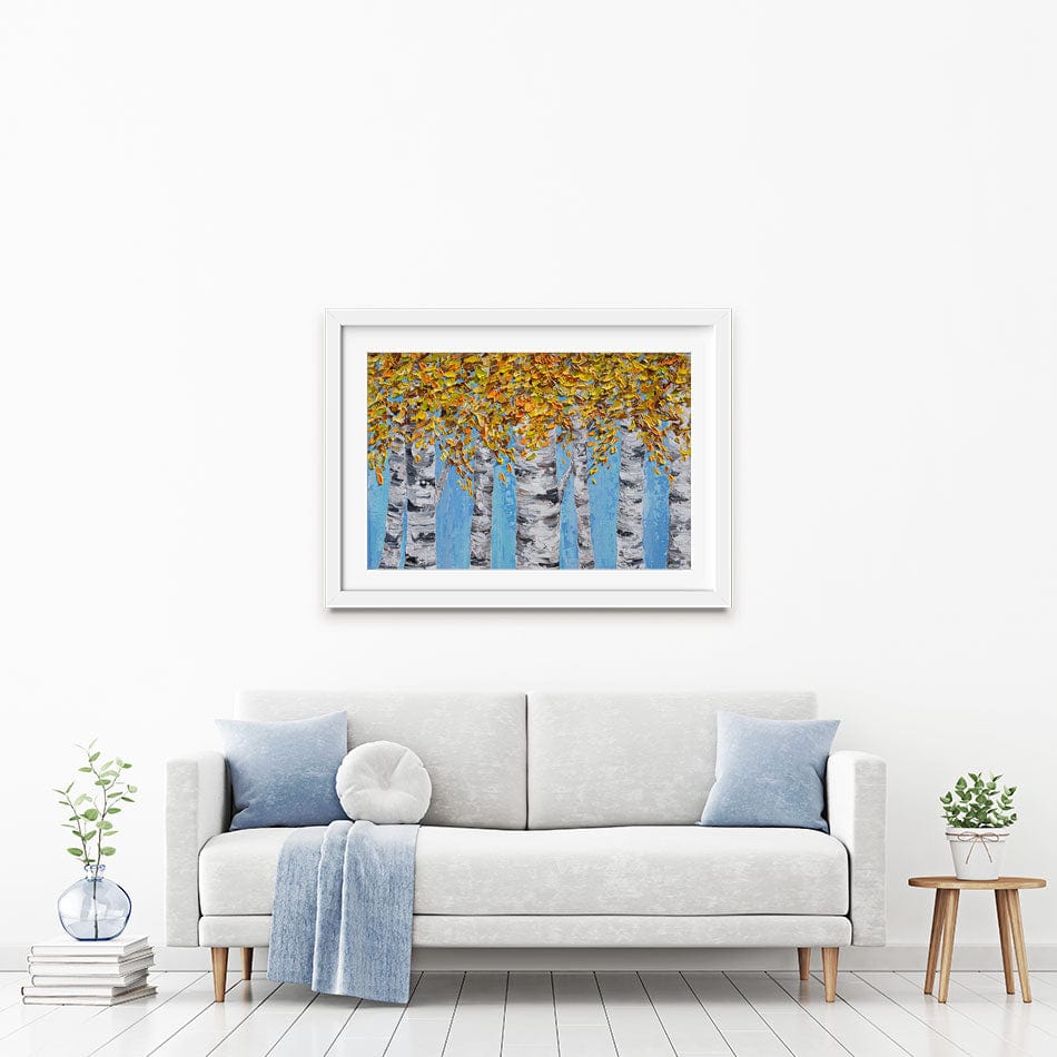Golden Birches Framed Art Print wall art product Olga Tkachyk