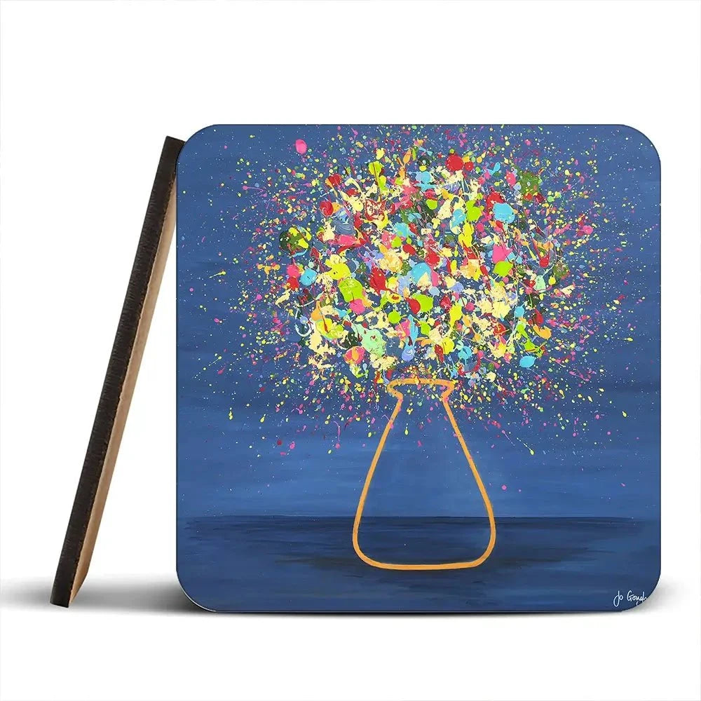 Golden Glow Coaster Set Rainbow Soul Tree Coaster Set | Rainbow Soul Tree Art Coasters wall art product Jo Gough