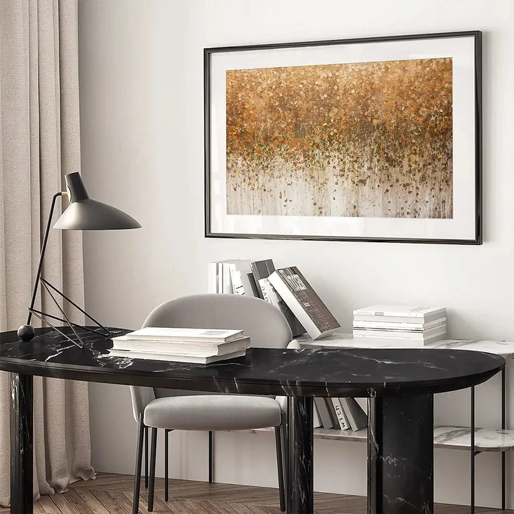 Golden Leaf Wall Framed Art Print Golden Leaf Wall Framed Art Print wall art product WIN12_ET / Shutterstock
