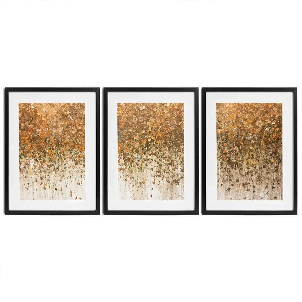 Golden Leaf Wall Framed Art Print Trio Golden Leaf Wall Framed Art Print Trio wall art product WIN12_ET / Shutterstock