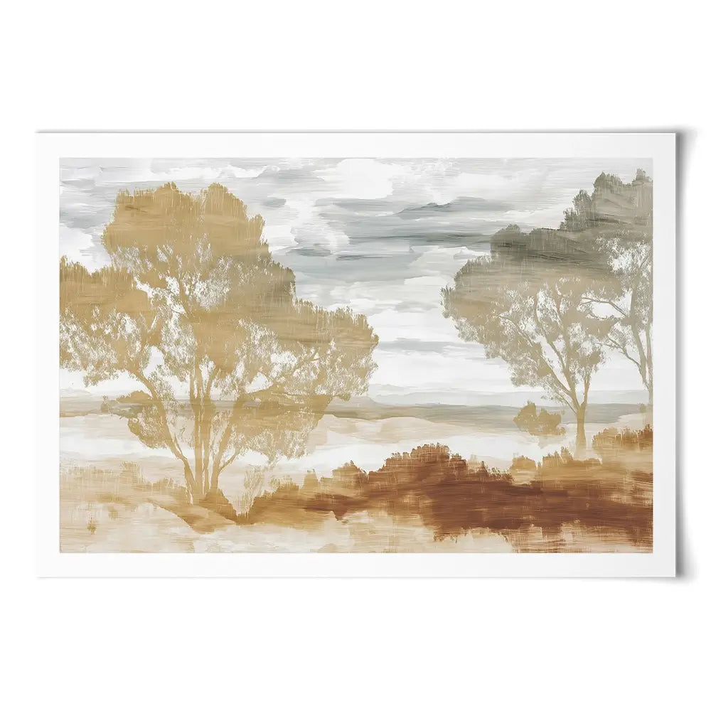Golden Savanna Trees Art Print Golden Savanna Trees Art Print wall art product Chromatic Storm Studio