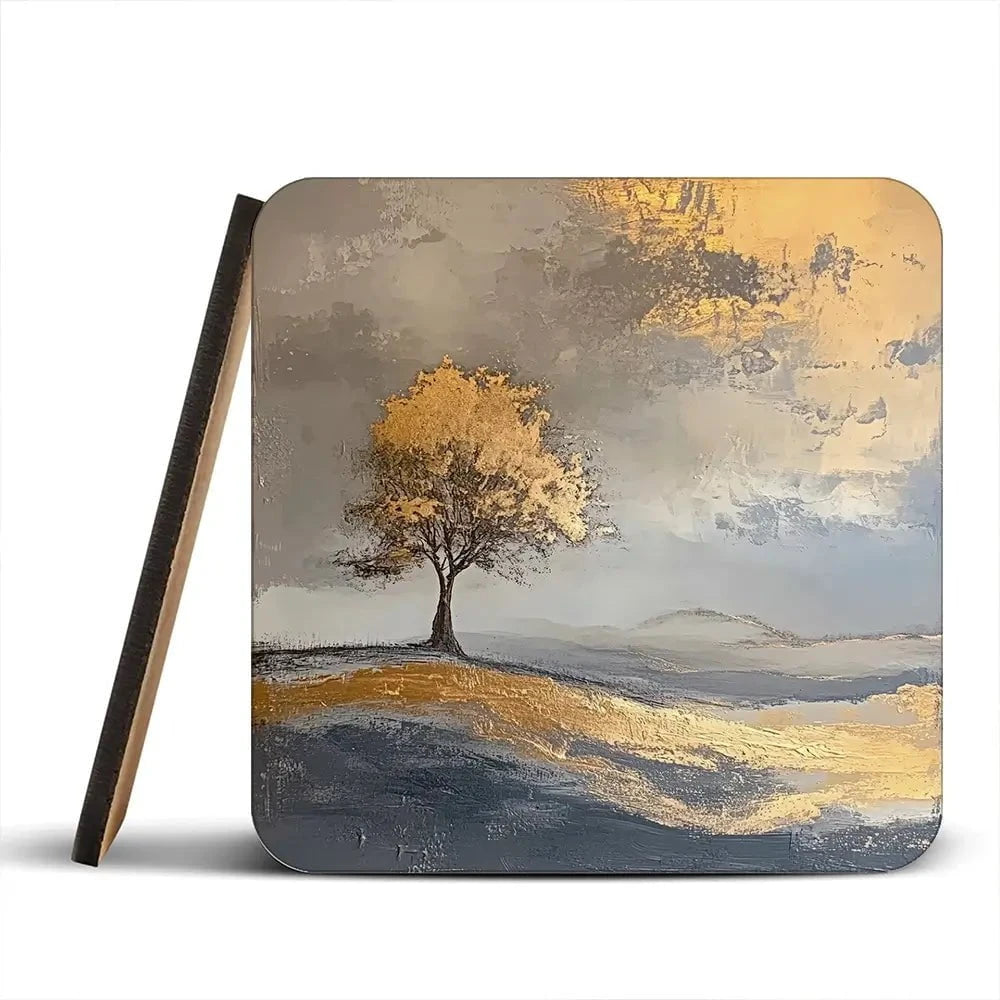 Golden Tree Coaster Set Rainbow Soul Tree Coaster Set | Rainbow Soul Tree Art Coasters wall art product David Alexander Elder